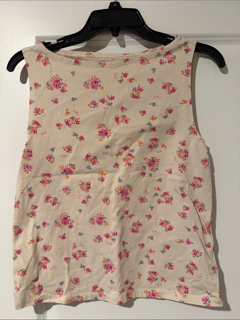 GAP Cream Floral Sleeveless Tank with Multicolor Blossoms